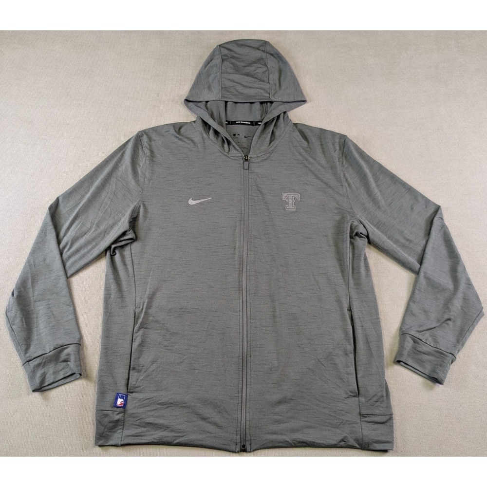 Texas Rangers Hoodie Mens Large Gray Nike Jacket Dri-Fit Training MLB Baseball